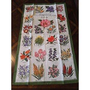 Vintage Heil Tea Towel w Wildflowers of Northern Territory Pattern Kitchen Art